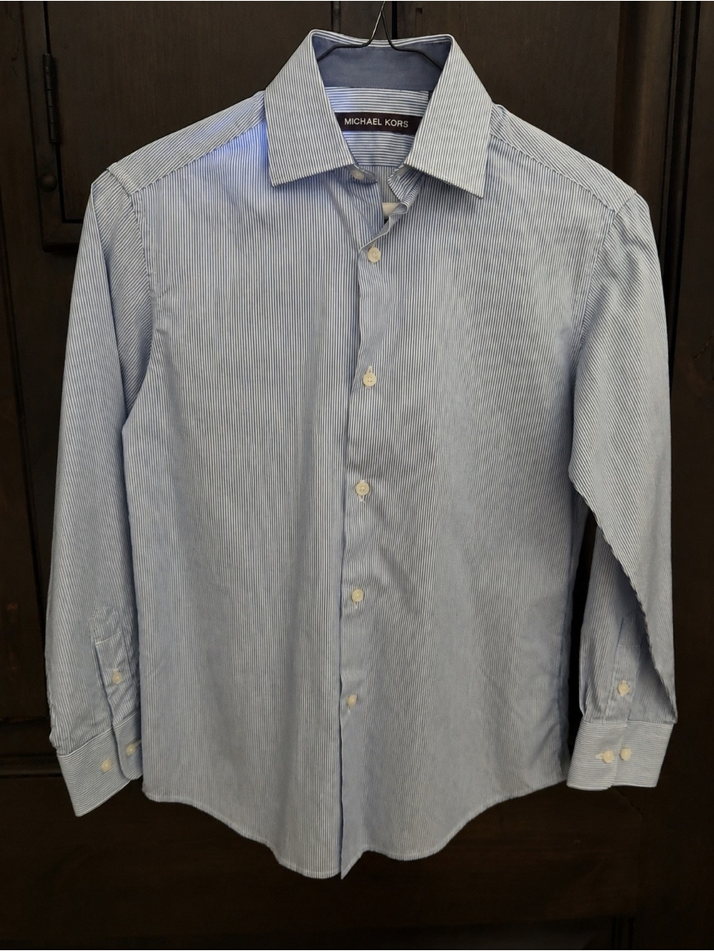 Michael Kors Boys Dress Shirt – Blue & white striped
Size 10